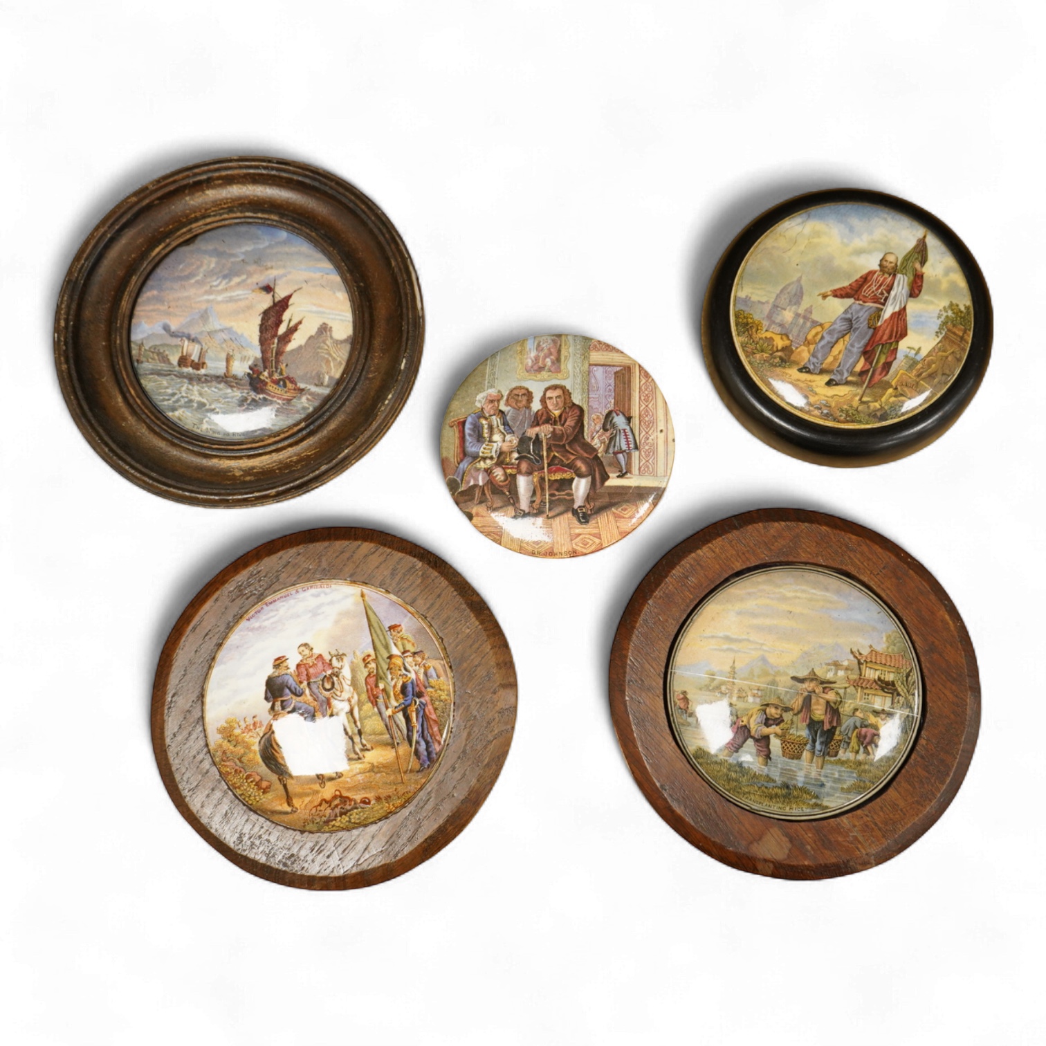 Five various 19th century pot lids